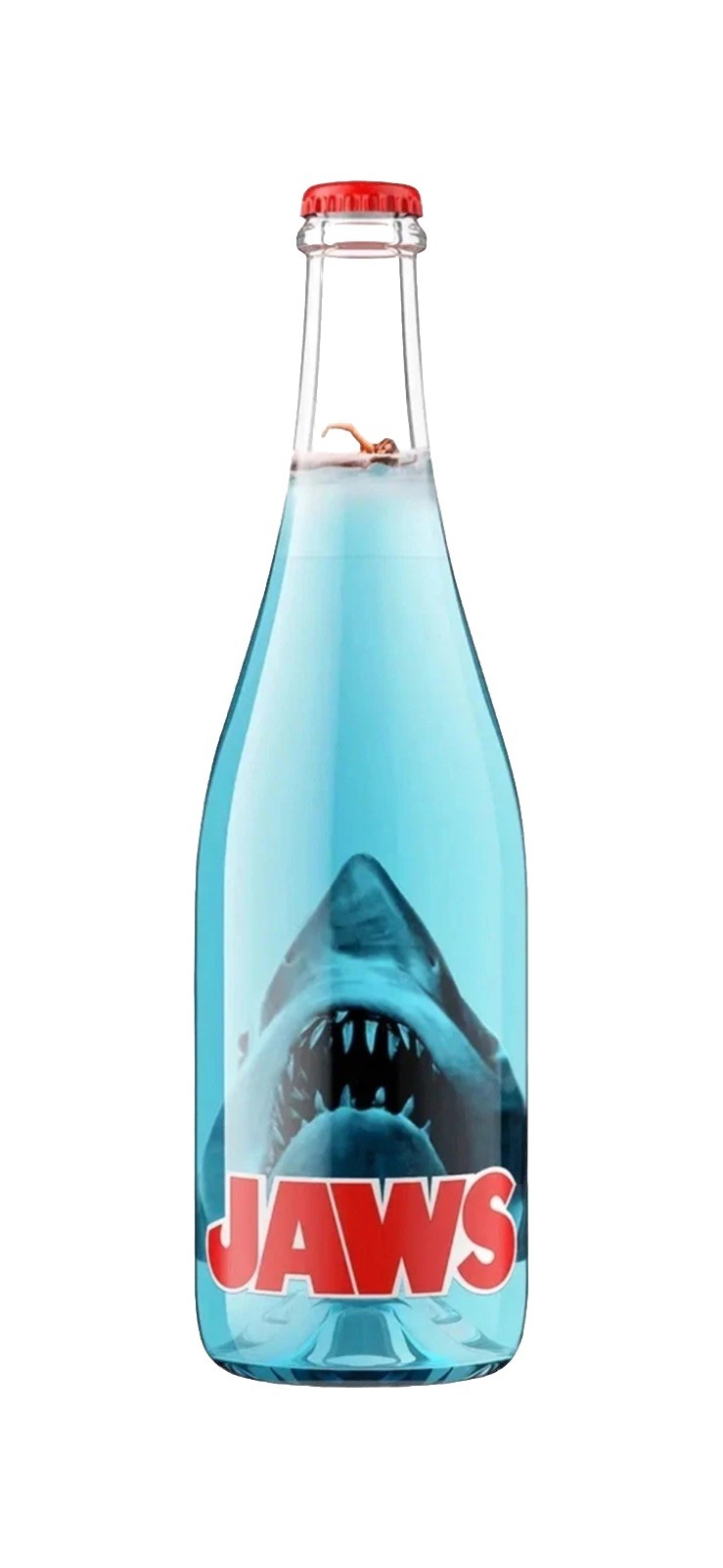 JAWS Tropical Blue Wine Spritzer, 50th Anniversary Collectible Bottle, Empty NEW
