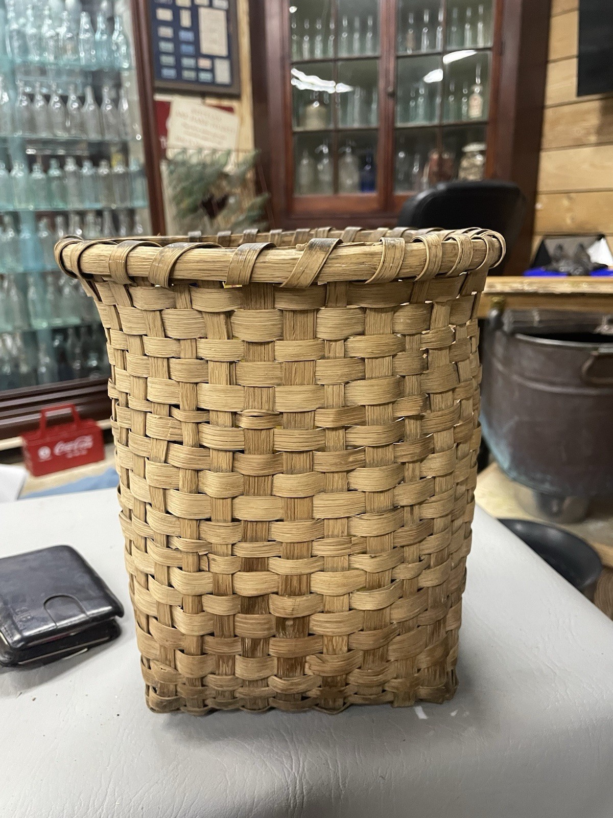 Vintage Woven Wood Splint Basket - 9\