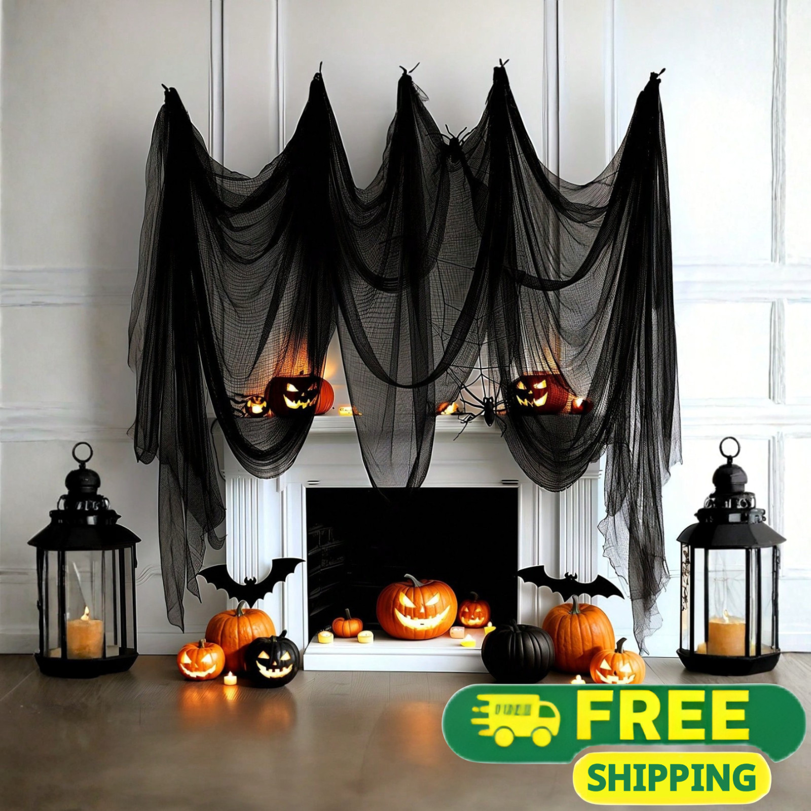 1pcs Spooky Black Gauze Curtain Halloween Haunted House Prop Creepy Cloth 72x30 1pcs Spooky Black Gauze Curtain Halloween Haunted House Prop Creepy Cloth 72x30