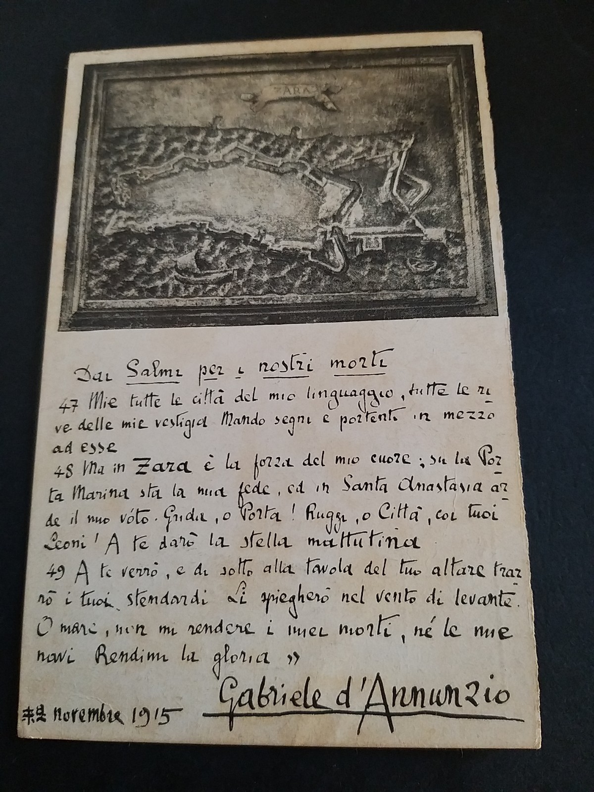 First World War Propaganda Postcard With Verses Gabriele D'Annunzio