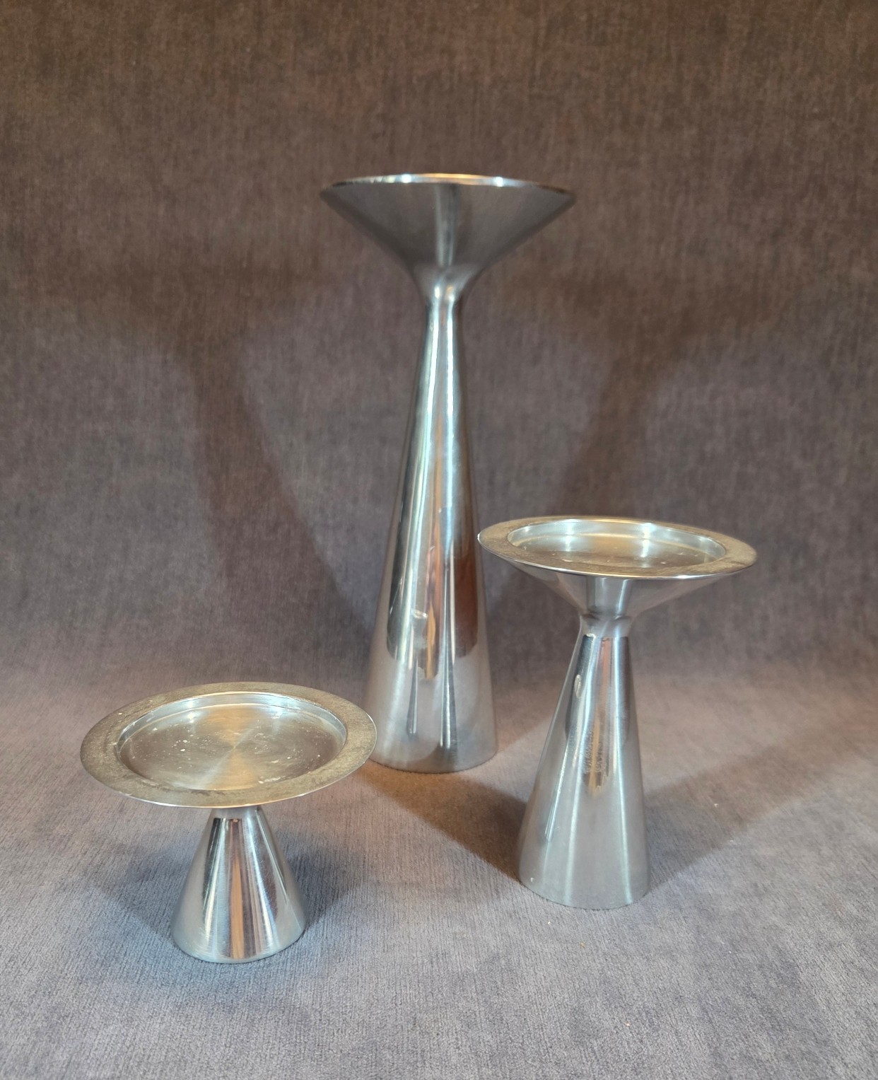 Vintage Set of three 1994 Nambe Studio Candle Holders (B)