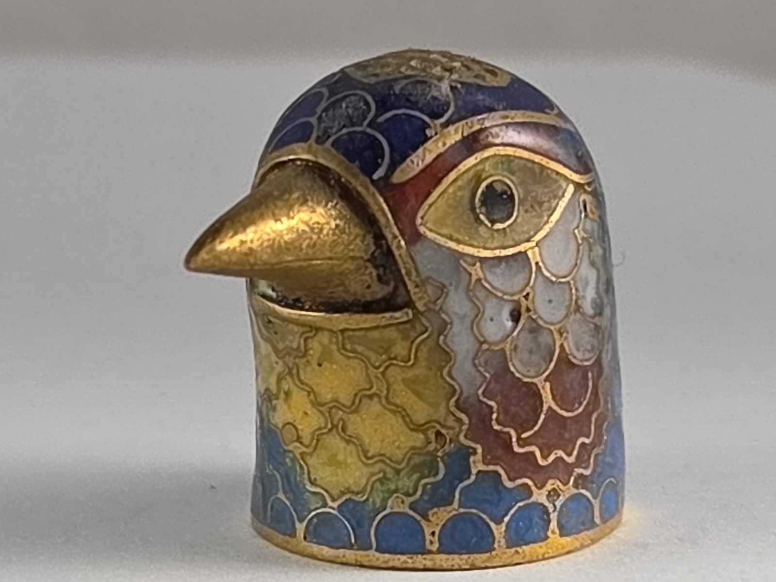 Vintage Chinese Cloisonne Enamel Figural Bird Thimble Handcrafted Artistry