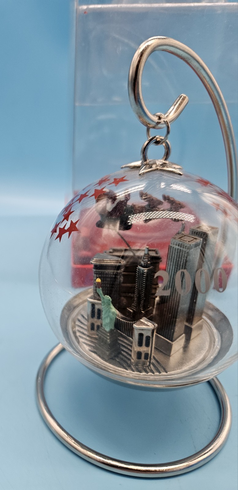 VTG NYC Twin Towers ornament Santa's Arrival 2000 Lennox Macy's