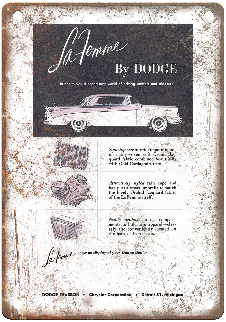Vintage 1956 Dodge La Femme Auto Ad Retro Look Reproduction Metal Sign AM2779