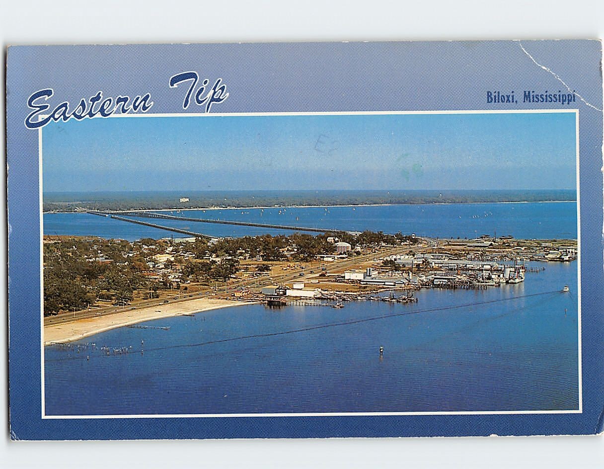 Postcard Aerial View Eastern Tip Biloxi Mississippi USA
