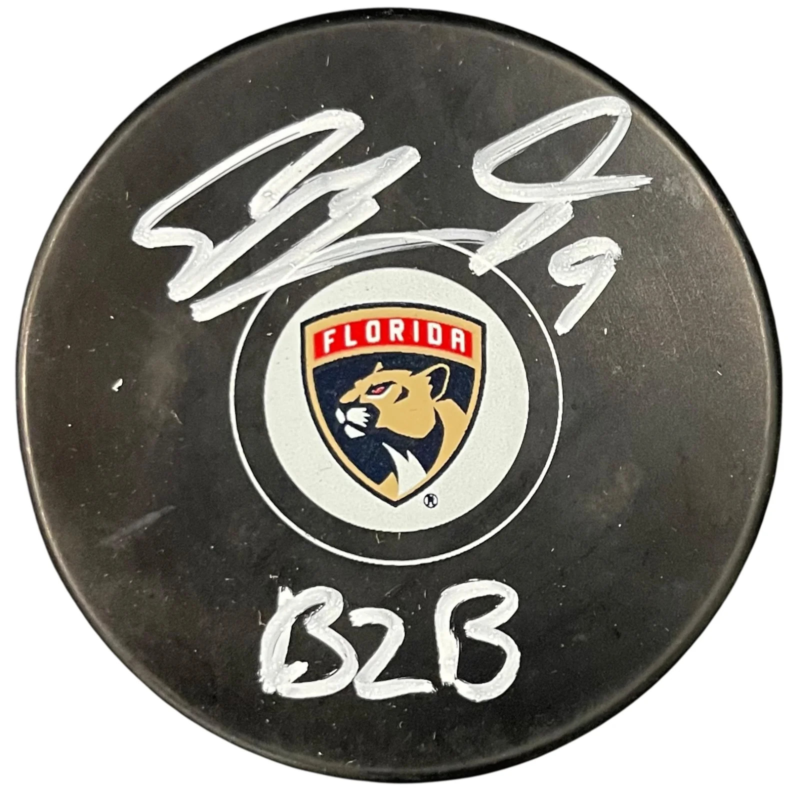 Sam Bennett Autographed Florida Panthers Back 2 Back Logo Hockey Puck - JSA