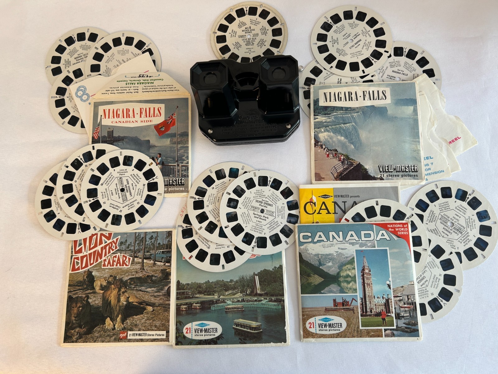 Vintage Sawyer’s View-Master Black Viewer + 5 Travel Stereo Picture Sets 