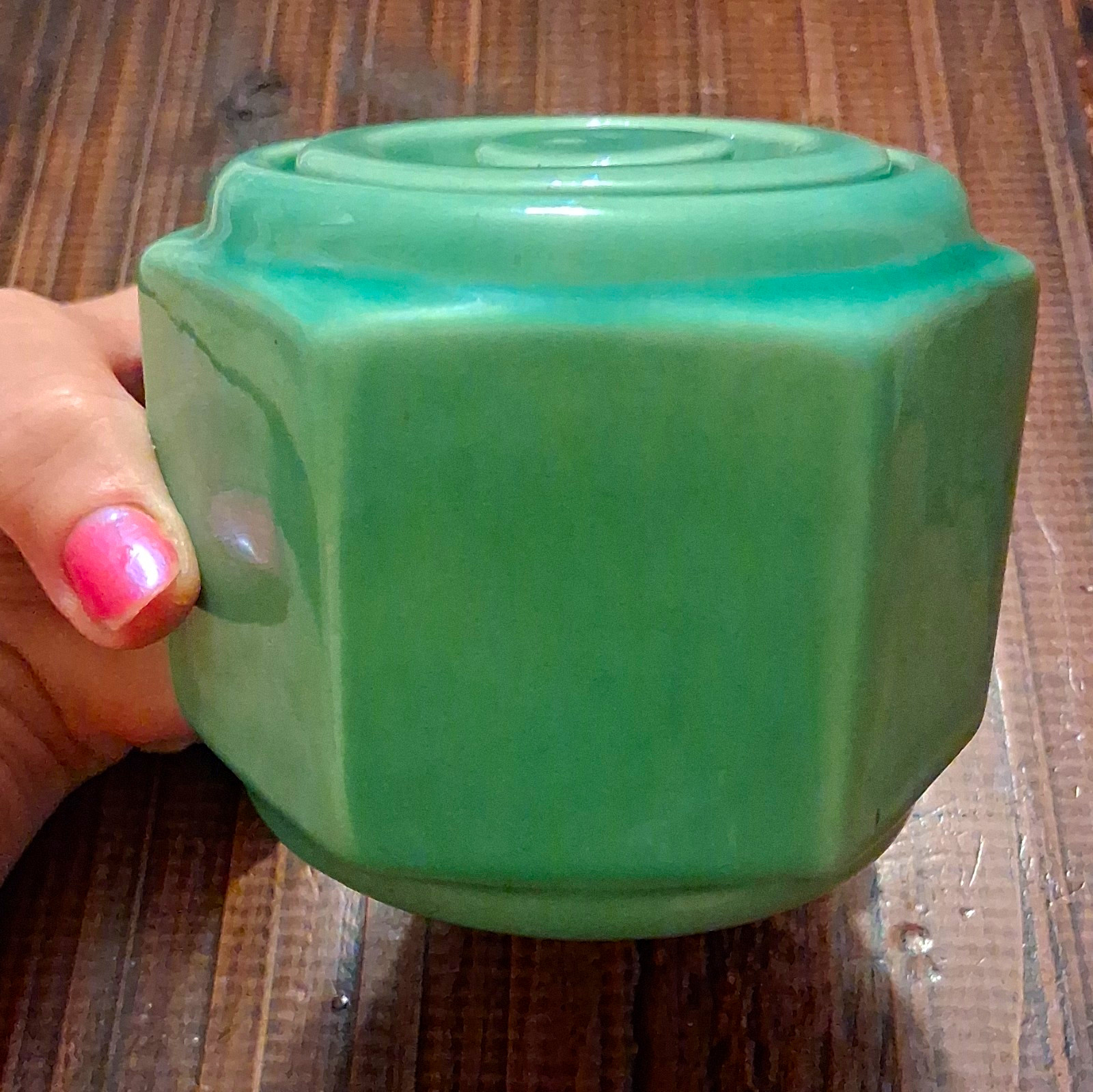 Rare Vtg MCM Shawnee Jade Green Aqua Spice Utility Small 3x3x3 \