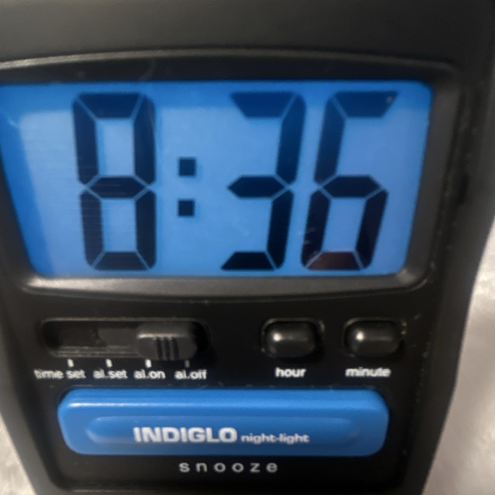 Timex Digital Alarm Clock INDIGLO Night Light Snooze Black/Blue Plastic
