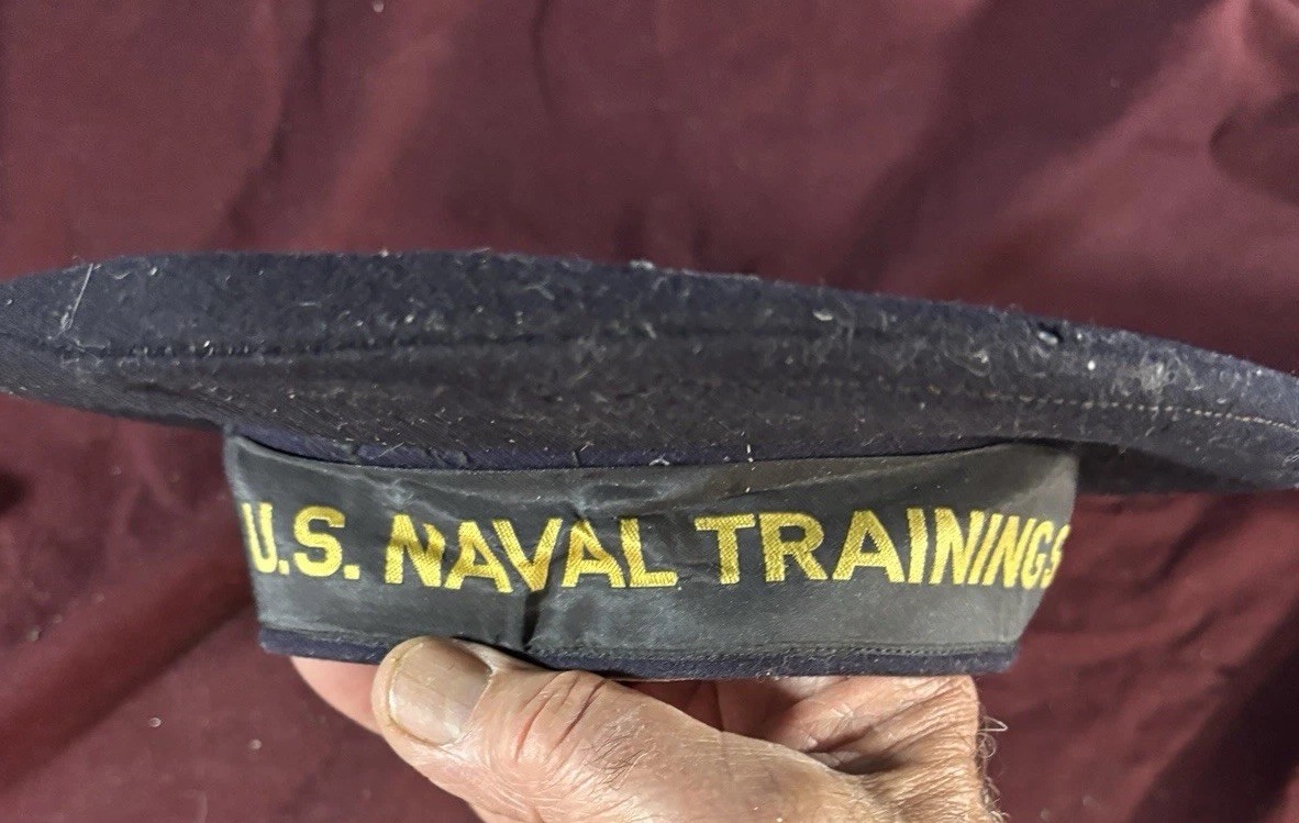 WWII USN Navy Flat Hat RARE Naval Training Station Named: J Culp