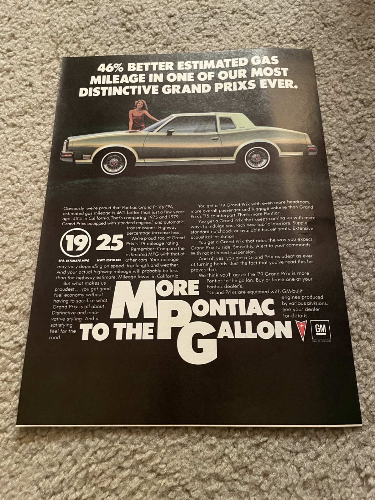 Vintage 1979 PONTIAC GRAND PRIX PRINT AD 1970s