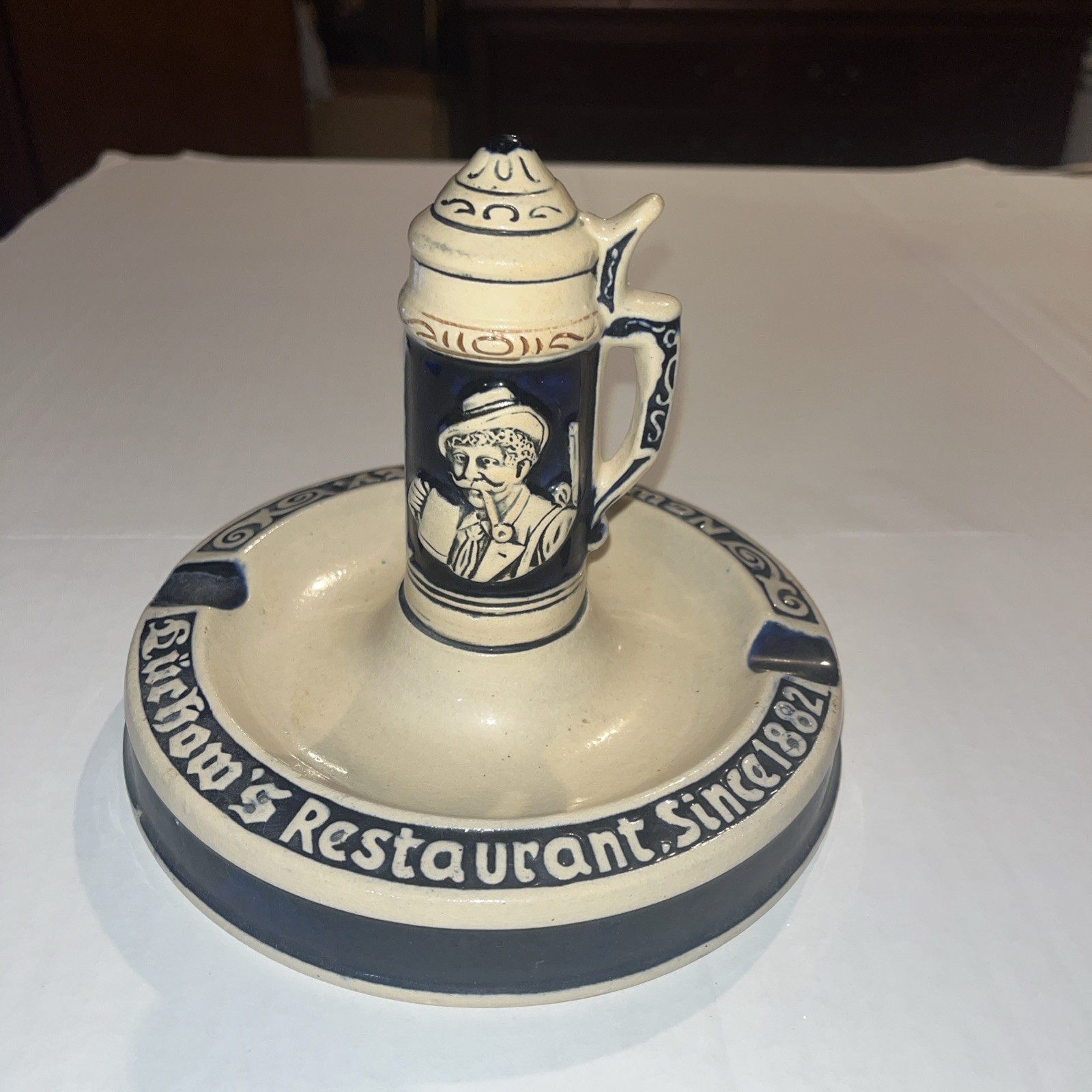 Neuweiler\'s Brewery Vintage Ceramic Round Ashtray with Stein in Center