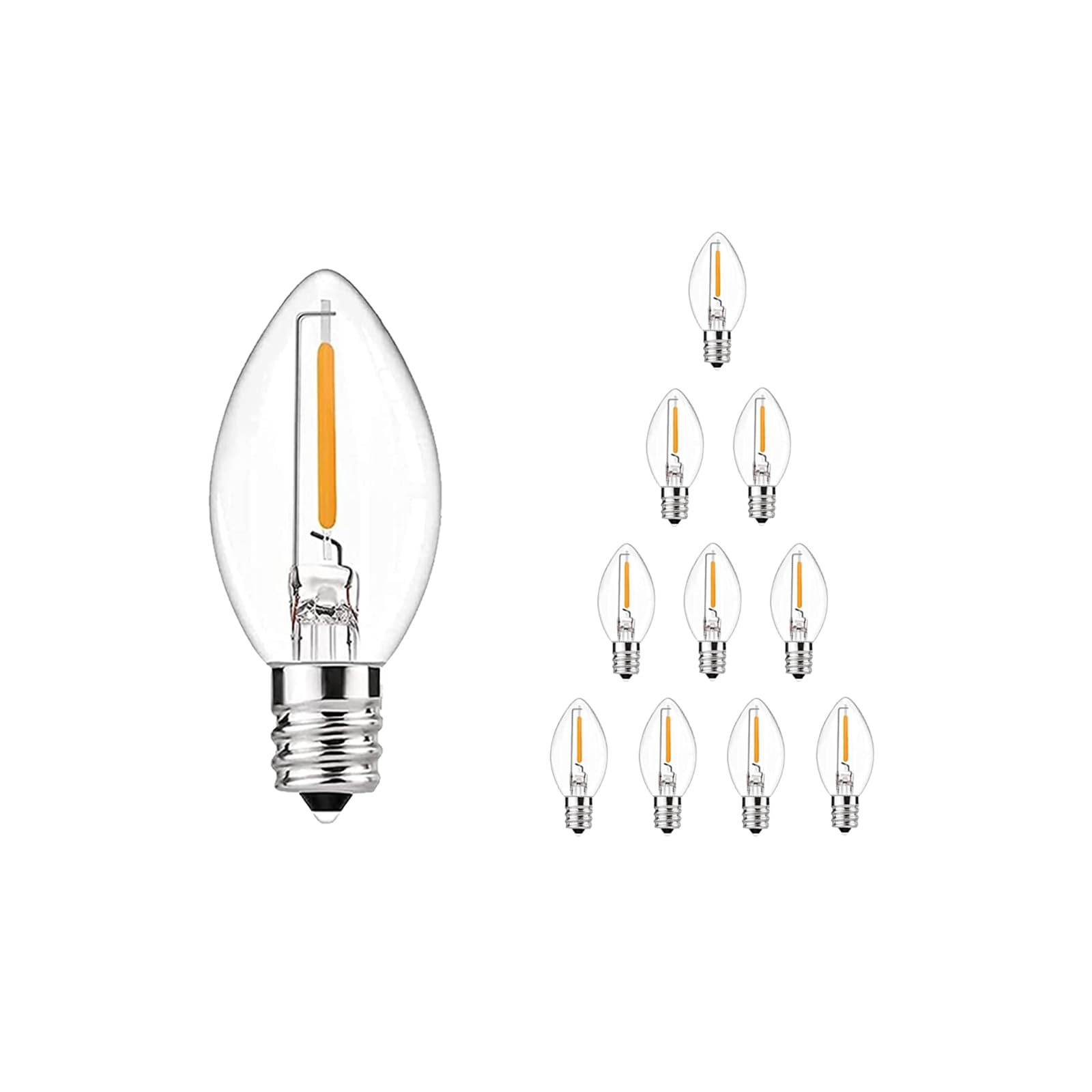 CHYParty 10PK C7 LED Replacement Bulbs, 0.6W Clear Warm White, 10 Bulbs CHYParty 10PK C7 LED Replacement Bulbs, 0.6W Clear Warm White, 10 Bulbs