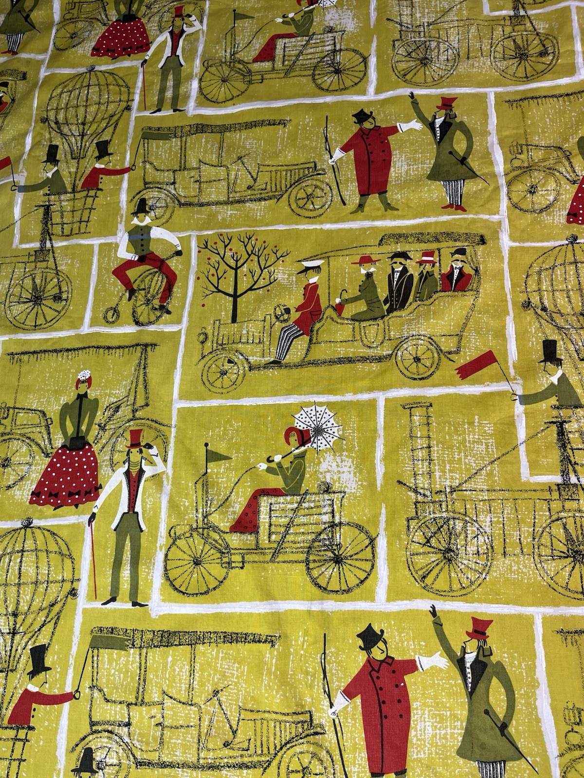 Vintage 1950s Transport Themed Curtains~Cotton