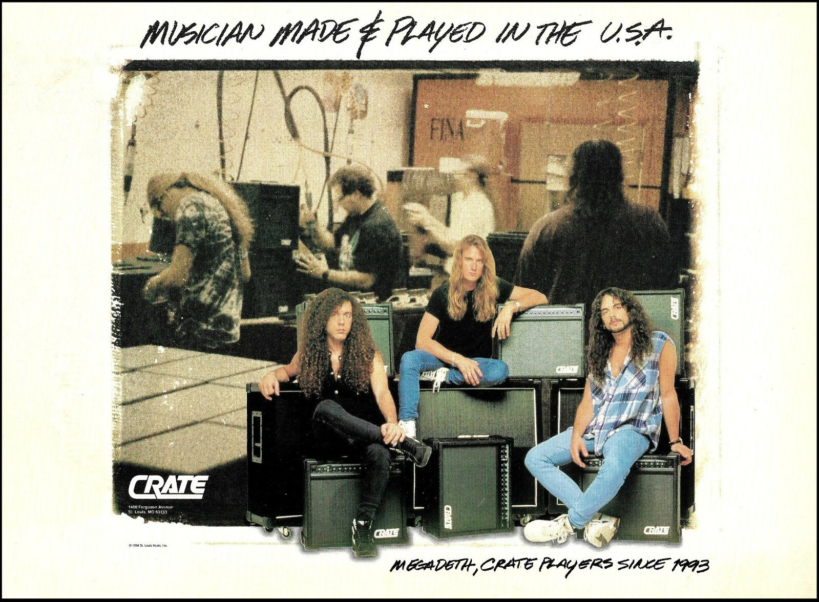 Megadeth Marty Friedman Dave Ellefson 1994 Crate Guitar Amps 8 x 11 ad print