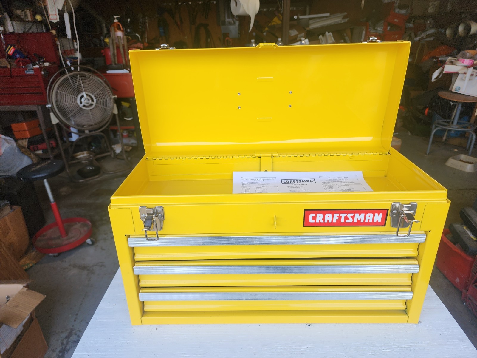 Vintage Rare Yellow Craftsman 3 Drawer Metal Tool Box Organizer  20\