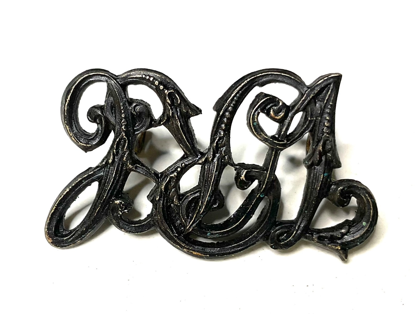 Antique Vintage Script Monogram Cypher Badge Brass Shoulder Title Epaulette RA