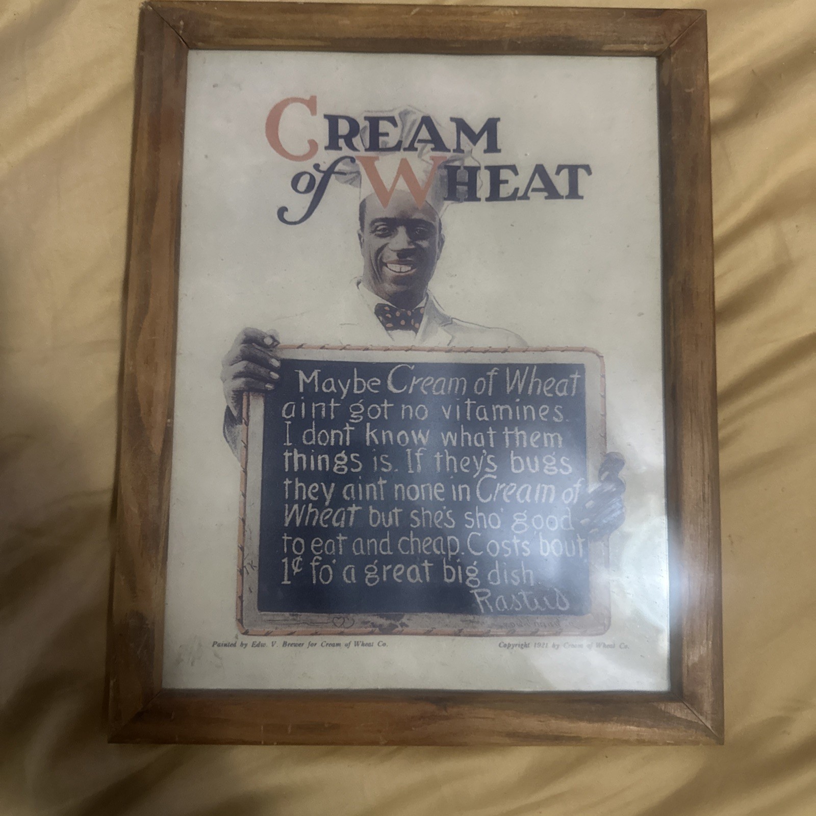 1921 vintage advertisement for Cream of Wheat 12.5”x9.5”