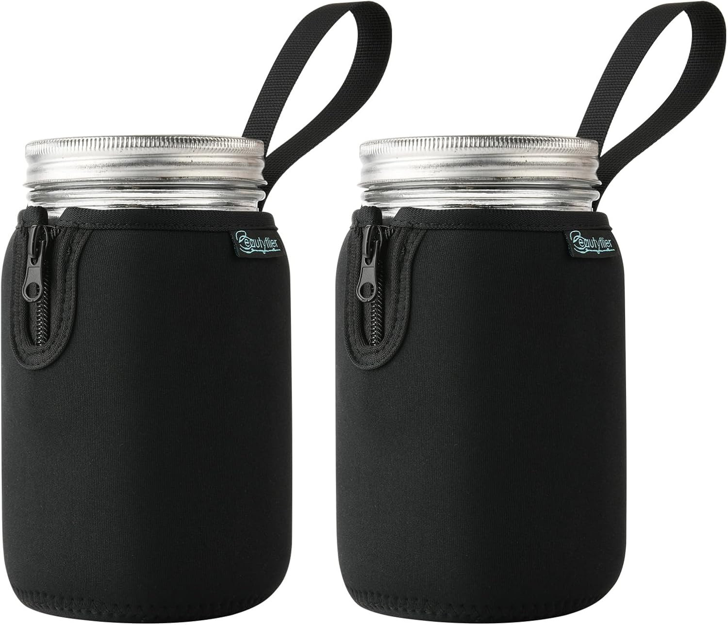 Beautyflier Mason Jars 32Oz Wide Mouth Sleeve Regular Mouth Mason Jars Insulator