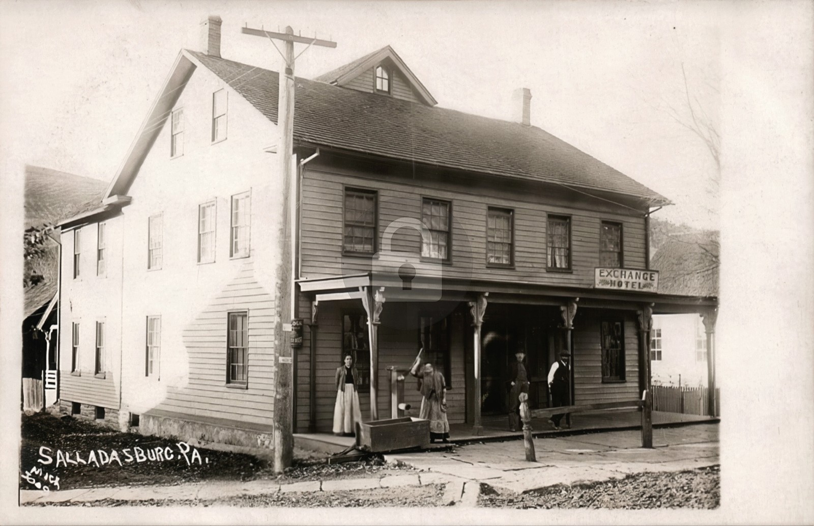 Exchange Hotel SALLADASBURG PA Lycoming County RPPC Photo Postcard COPY