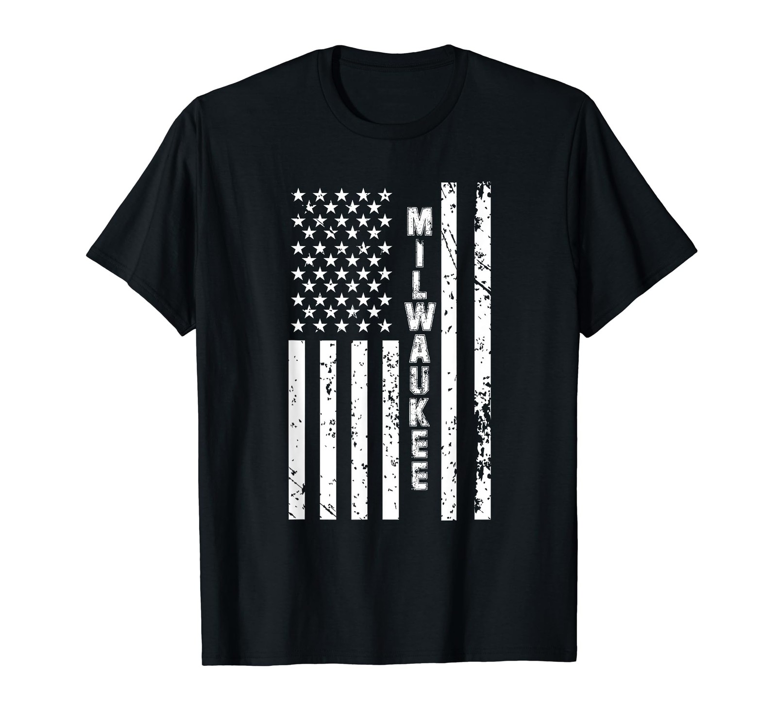 Milwaukee United States Patriotic American Flag T-Shirt Small, Black Milwaukee United States Patriotic American Flag T-Shirt Small, Black