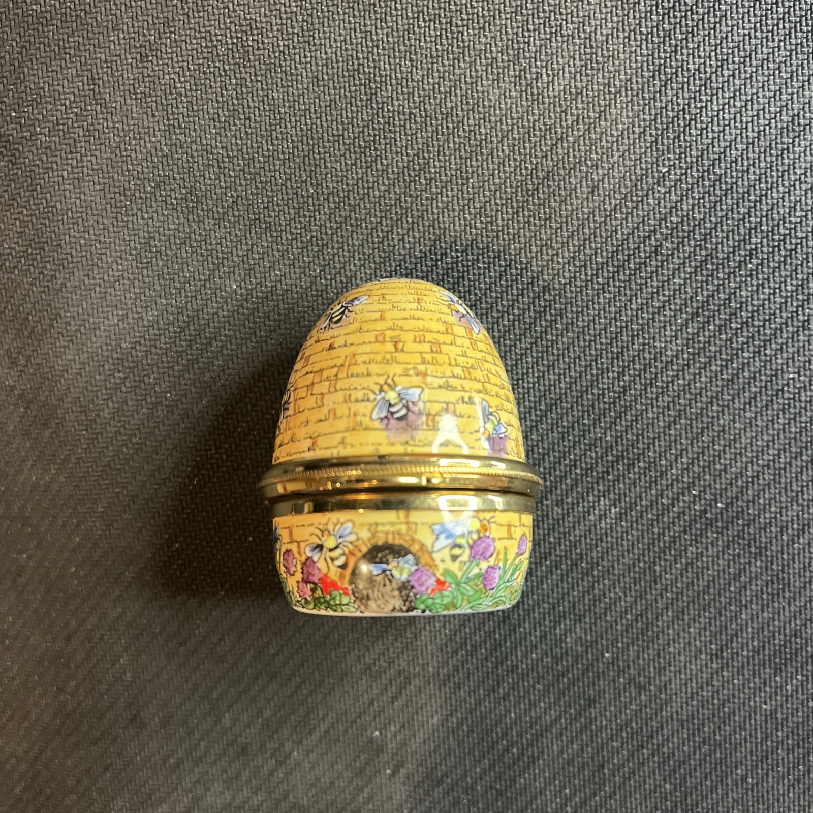 Staffordshire Enamels England Porcelain Keepsake Trinket Box - Bee Beehive