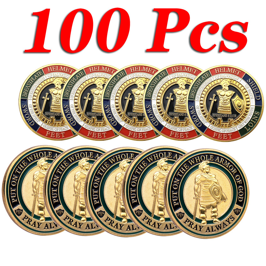 100X Put On the Whole Armor Of God Commemorative Collection Coins Challenge Coin