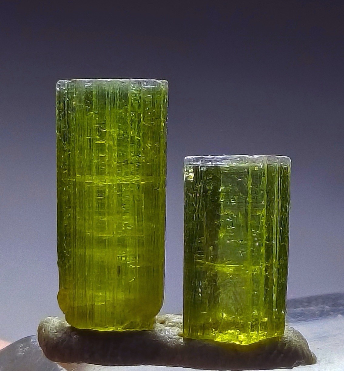 Top Quality Pair Of Purple-Cap Terminated Tourmaline Crystals From Afghnistan