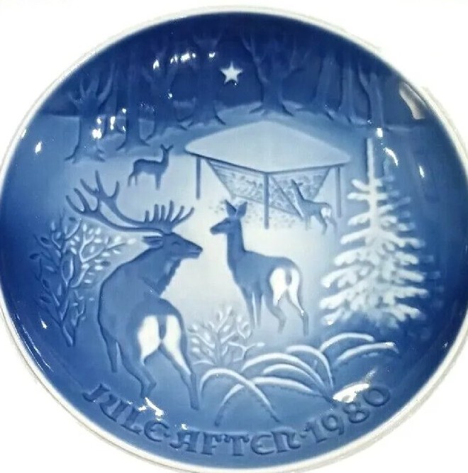Bing & Grondahl 1980 Annual Christmas Plate in Box w/booklet Deer Snow Winter