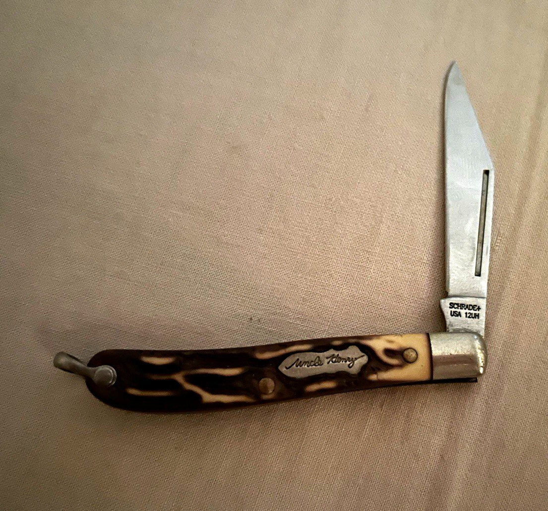 Schrade Uncle Henry 12UH Pocketknife Clip Point SS Blade Bone Handle Slipjoint