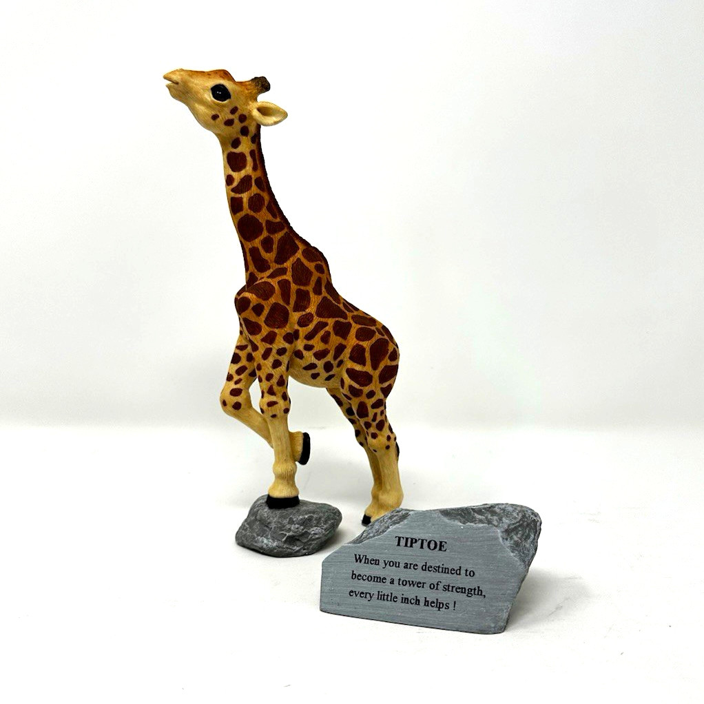 The Herd Martha Carey Tiptoe Giraffe 3303 Figurine Rock Plaque NOS Open Box