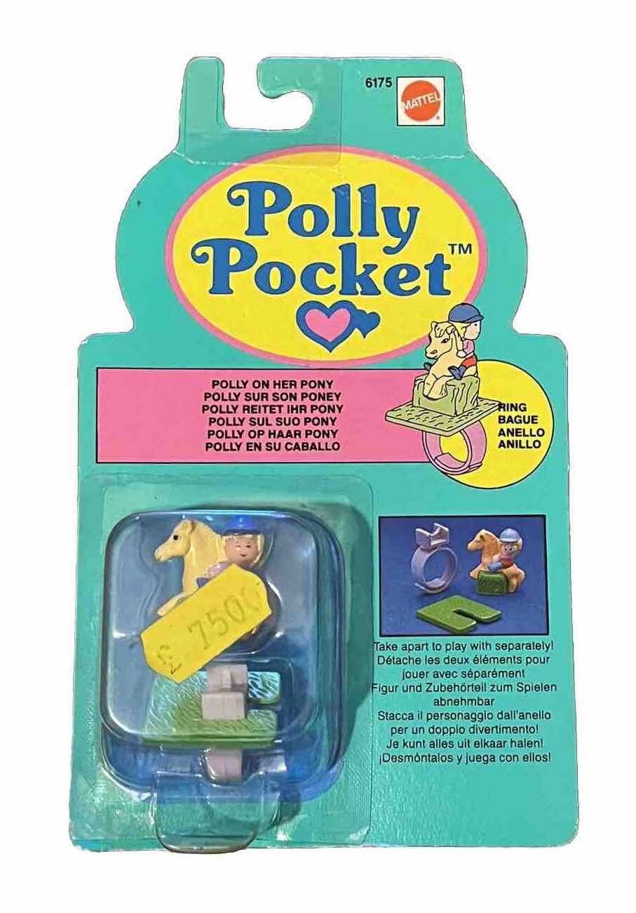 Vintage Bluebird Polly Pocket Polly On Her Pony MOC Unopened 1990 Ring Vintage Bluebird Polly Pocket Polly On Her Pony MOC Unopened 1990 Ring