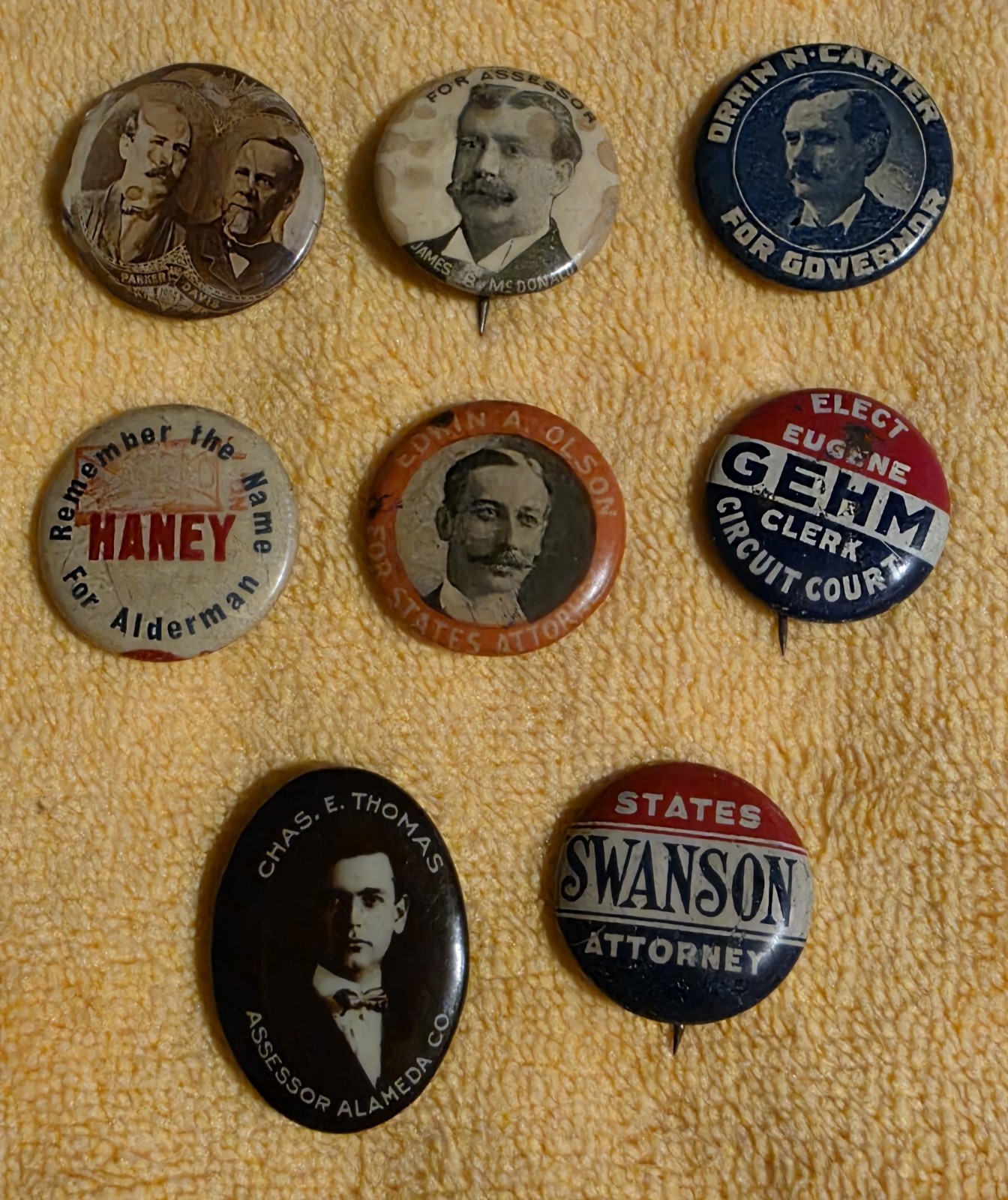 Vintage Chicago Local Political Pinback Lot (8) Judicial Assessor Attorney 1900s