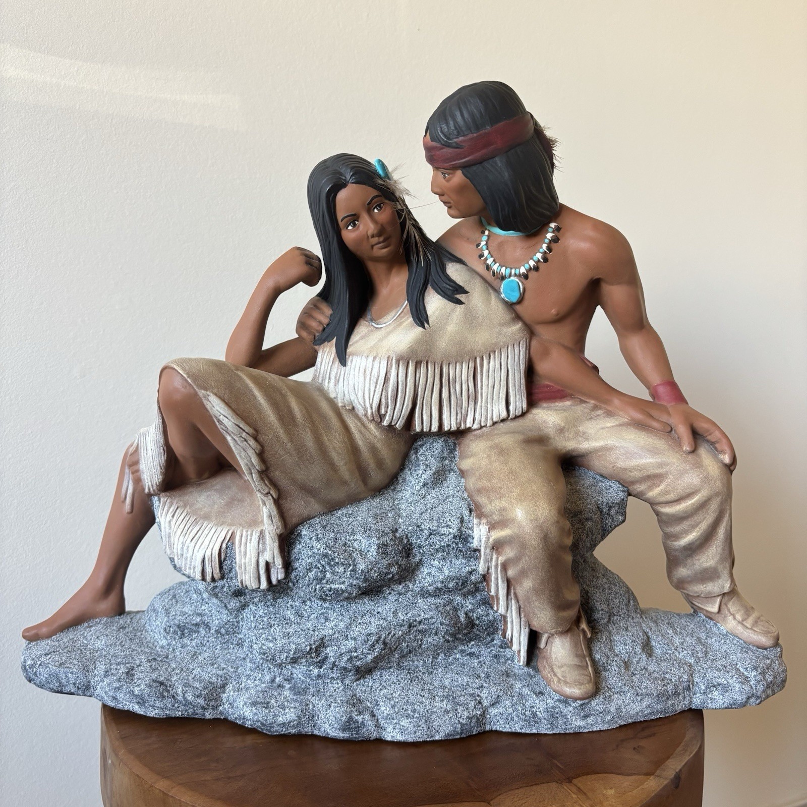 Vtg Native American Couple Rare Statue Figurine Indian “Georgies Bulldog Mold”?