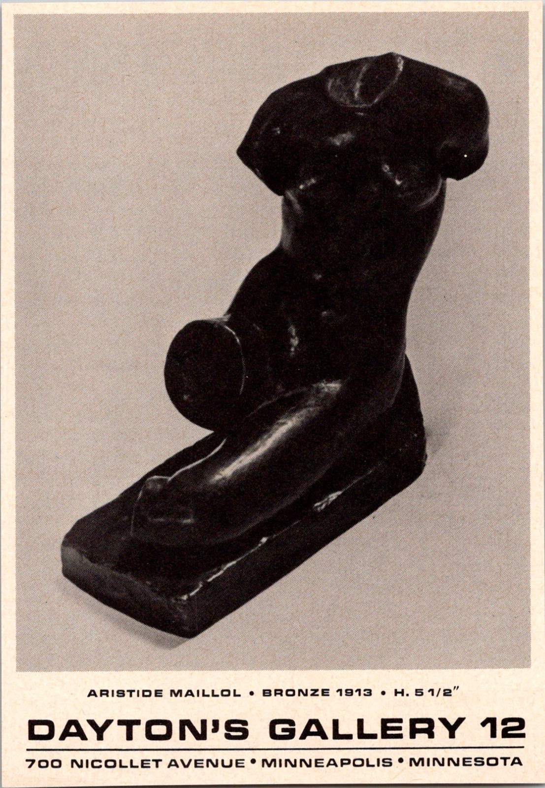 Dayton\'s Gallery 12 Aristide Maillol Nicollet Ave Minneapolis MN 1968 Ad 4AK8-M6