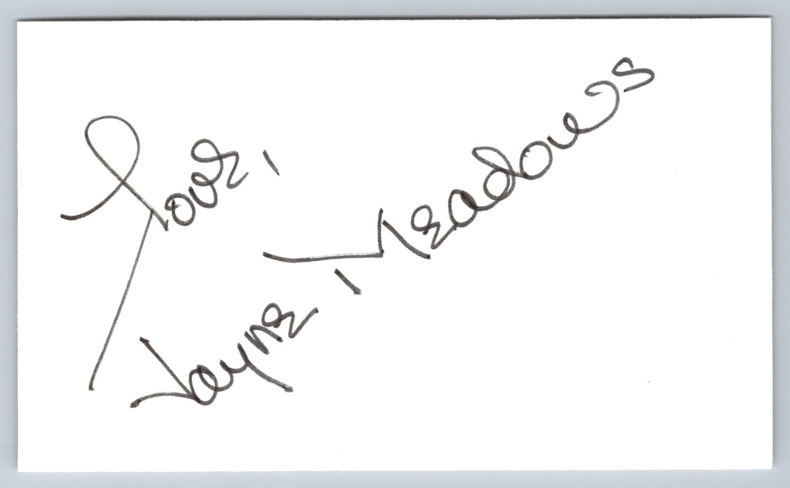 Jayne Meadows Autograph Signed Index Card Actress Actor Hollywood