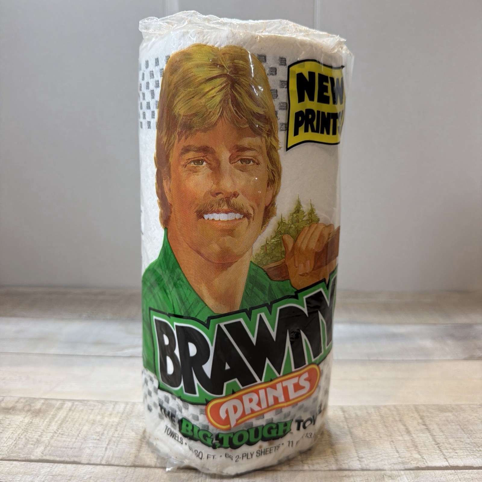 Vintage 1986 Brawny Prints Paper Towels Sealed Roll James River New Old Stock