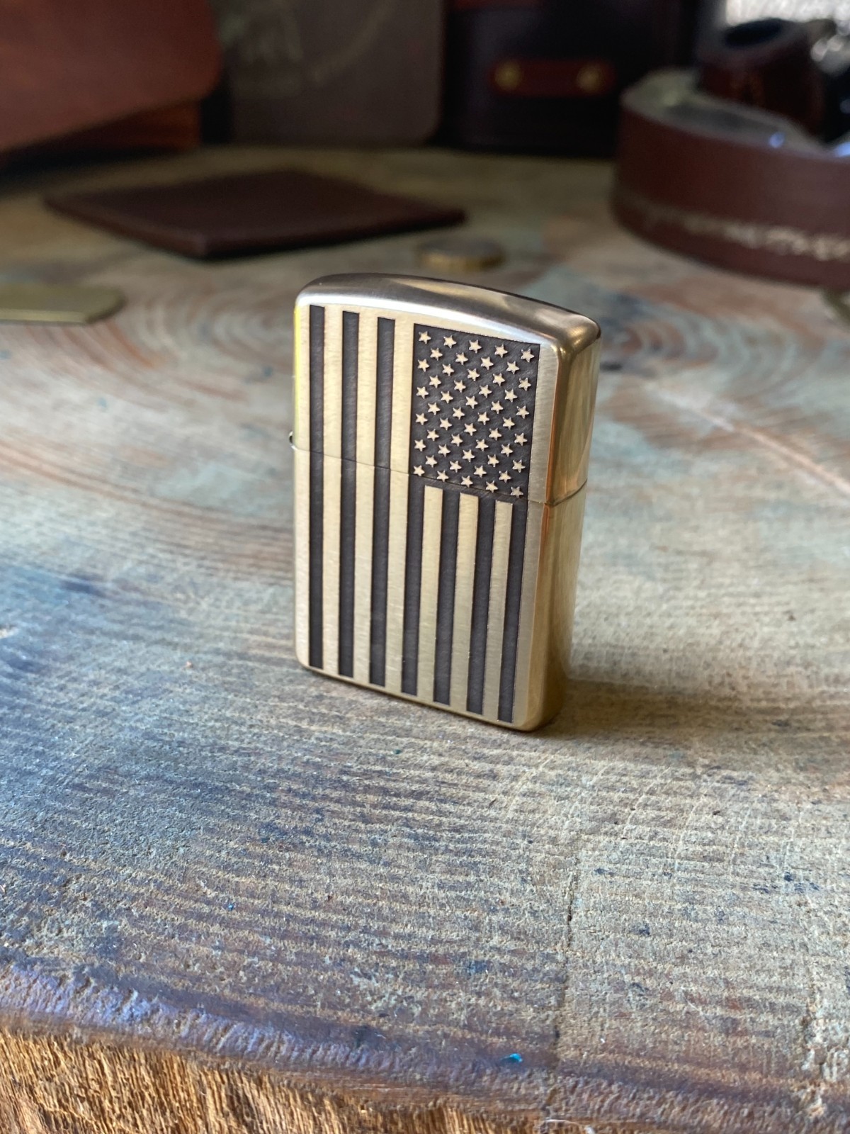 American Flag | USA Flag Zippo Armor Brass | Deep Engraved