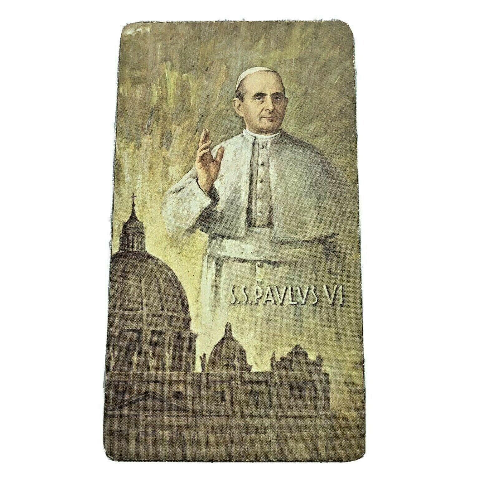 Vtg POPE SAINT PAUL VI Gilted Paper Souvenir Bible Bookmark Bonella Milano Italy