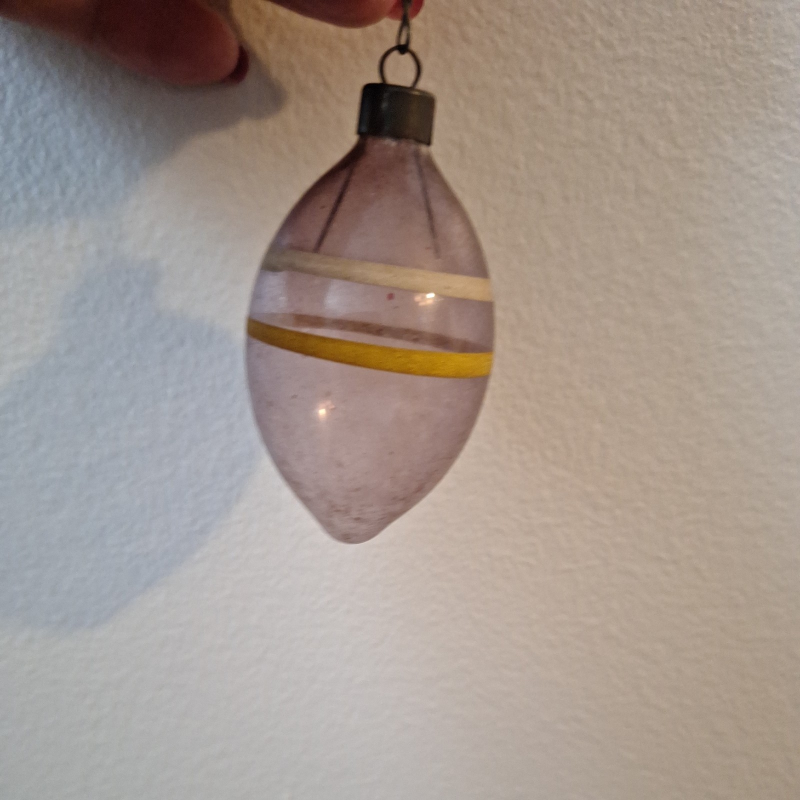 Vintage Purple WWII Era Unsilvered Teardrop Striped Stripes