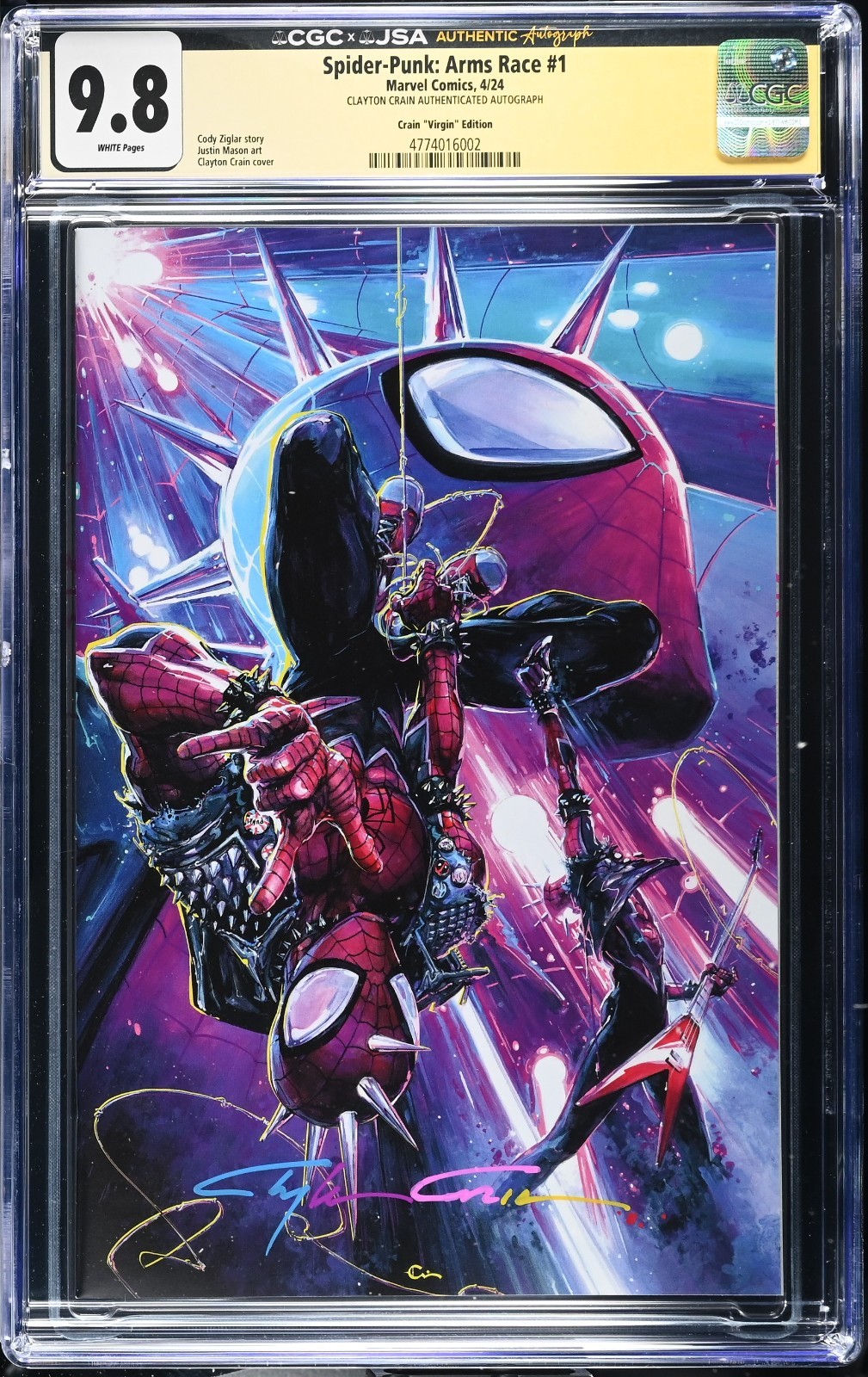 Spider-Punk: Arms Race #1 - CGC 9.8 1/1 - Clayton Crain Rainbow Auto Virgin LTD