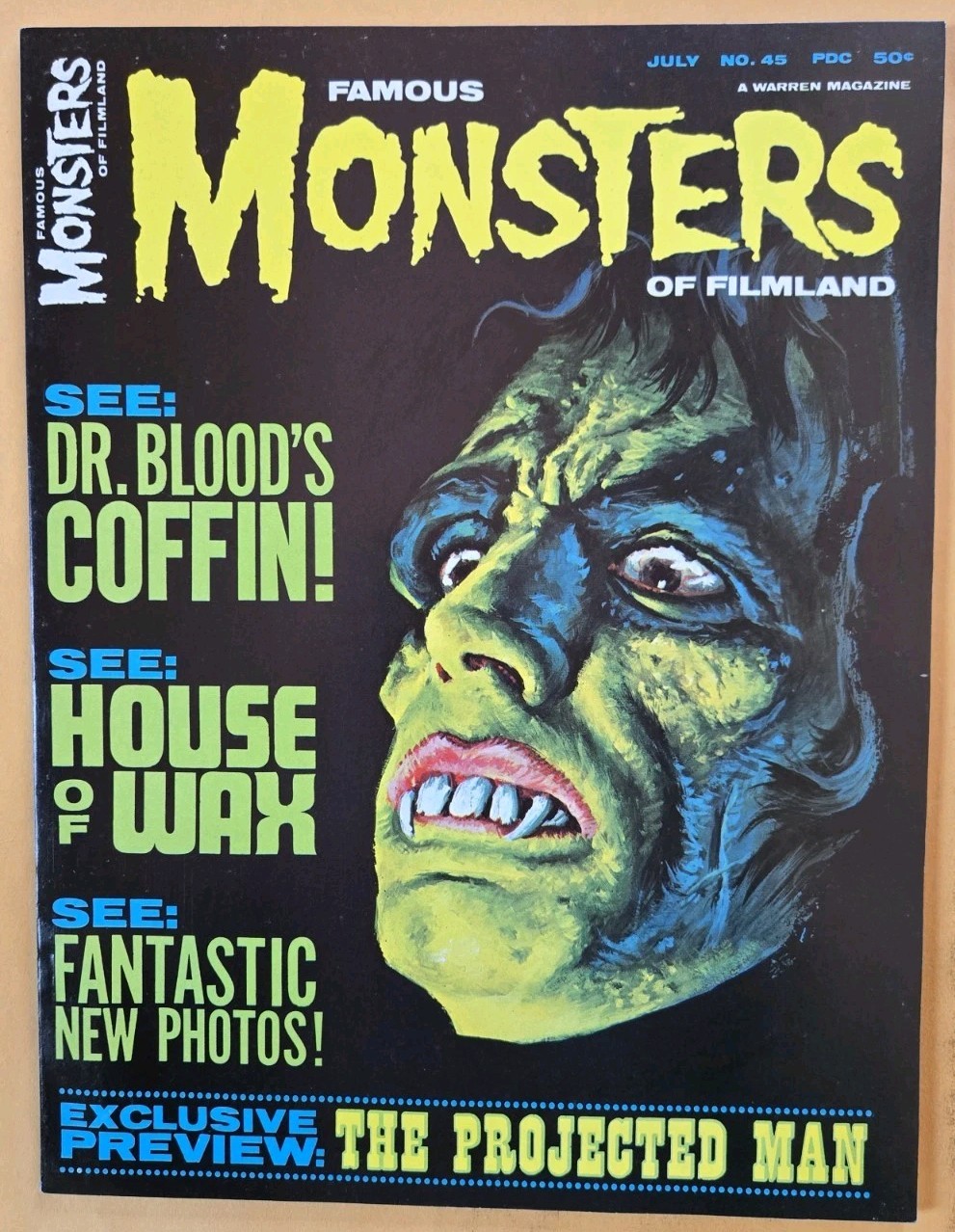 Famous Monsters Of Filmland #45 Cover Art By Ron Cobb House Of Wax 7/67 Famous Monsters Of Filmland #45 Cover Art By Ron Cobb House Of Wax 7/67