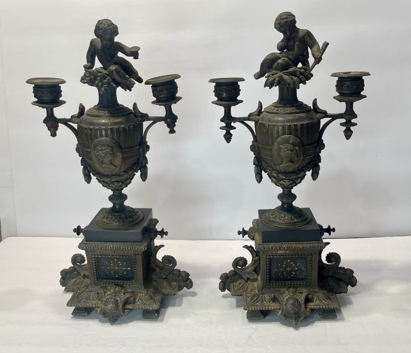 Pair of 19th Century French Gilt Metal Vase Form 14