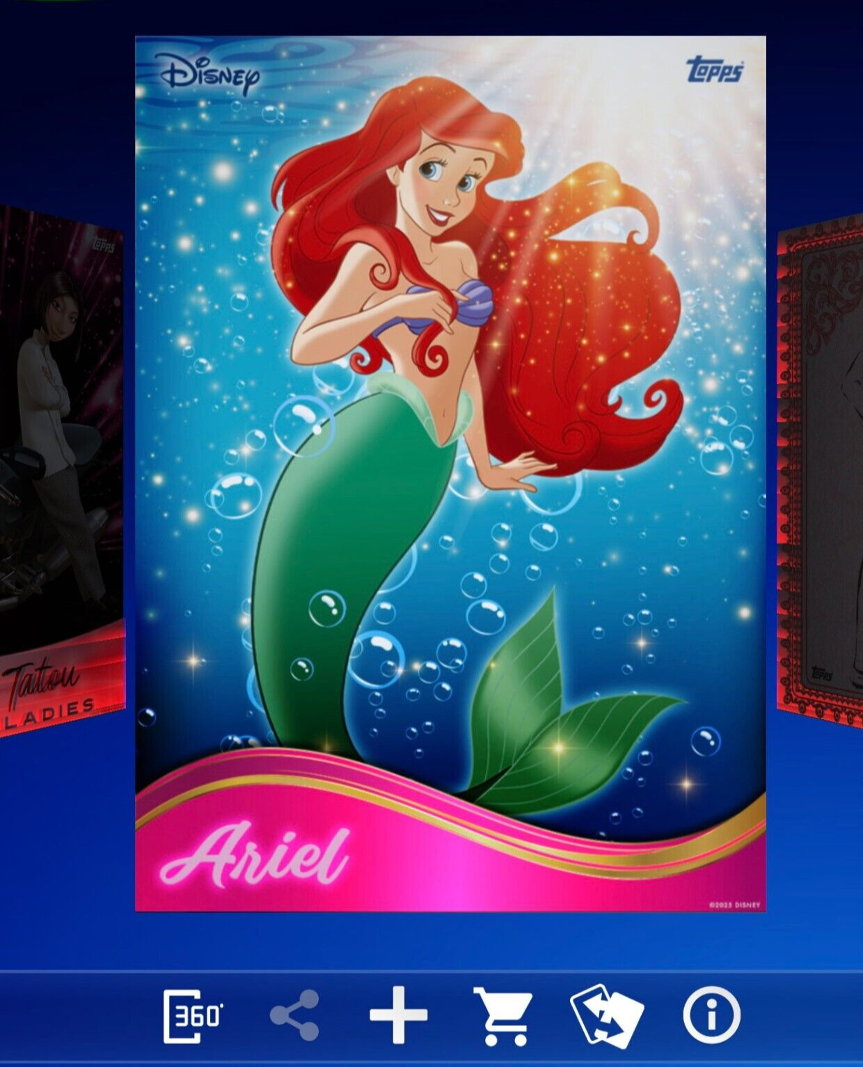 3x CARD LEADING LADIES ARIEL UNDER THE SEA HOARD TOPPS DISNEY COLLECT DIGITAL