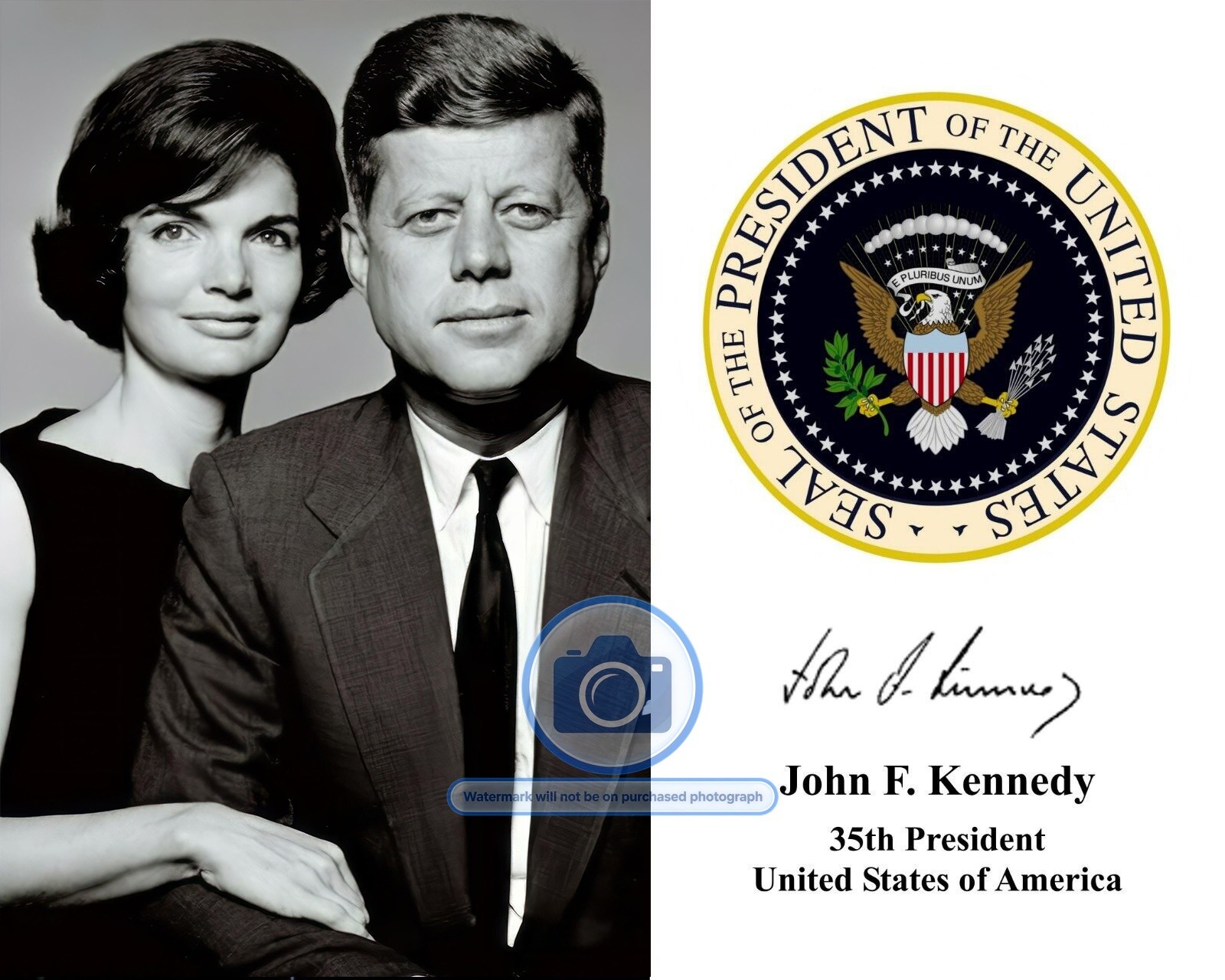 PRESIDENT JOHN F. KENNEDY JFK PRESIDENTIAL SEAL AUTOGRAPHED 8X10 PHOTOGRAPH