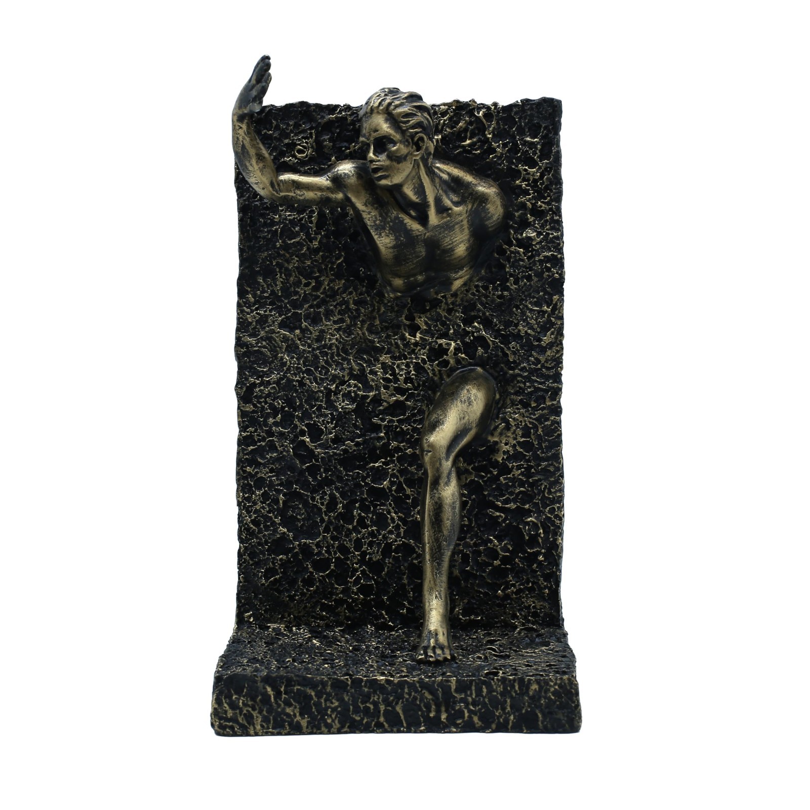 3D Wall Art Sculpture, Bronze Finish Figure Emerging Design, 10.5 x 5.5 Inch Dec