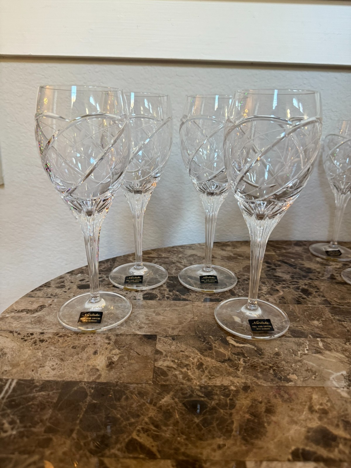 **Noritake Aston Crystal Water or Wine Goblets - 4