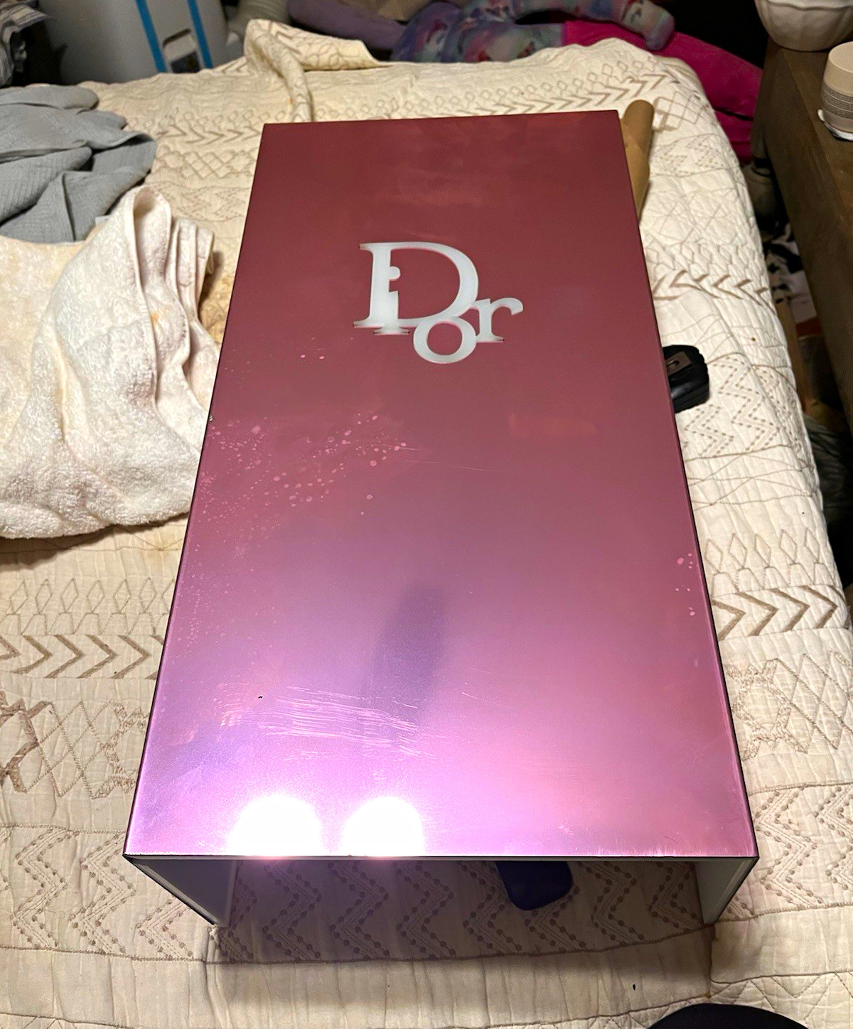 Authentic Dior Counter Display Riser Acrylic Shelf Pink Metallic Sign Prop VMD