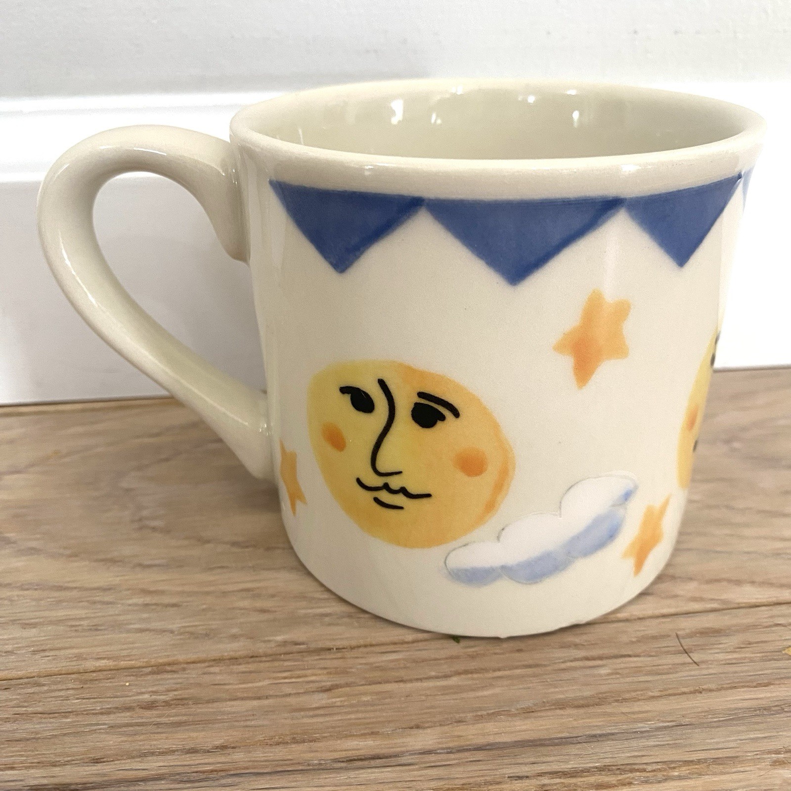 Vintage Starbucks Hartstone 12oz Mug Coffee Cup Sun Moon Stars Hand-painted USA