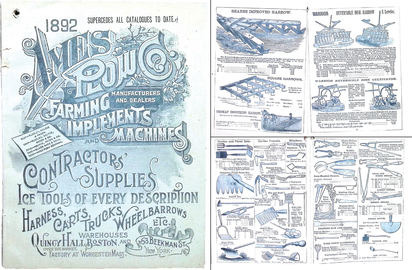 Orig. Ames Plow Co., Boston 1892 Catalogue of Contractors Supplies- mjdtoolparts Orig. Ames Plow Co., Boston 1892 Catalogue of Contractors Supplies- mjdtoolparts
